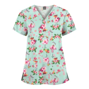 Bluza pielęgniarska scrubs damska — kolorowe uniformy medyczne Pomarańczowa czerwona