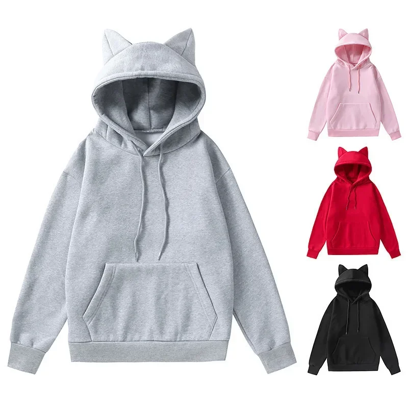 Bluza polarowa oversize z kocimi uszami pieczywo wiosna jesień Złoto i srebrno
