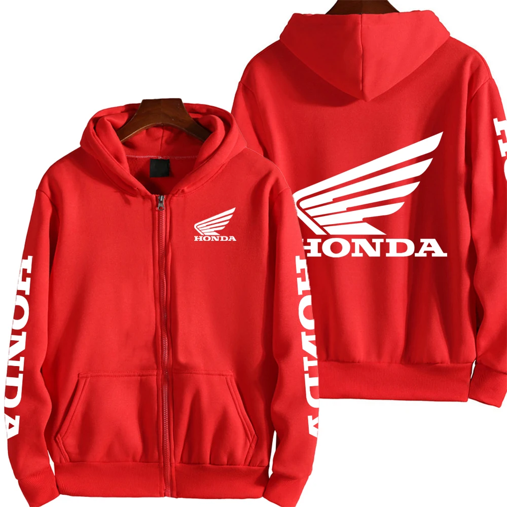 Bluza rozpinana z kapturem o motoryzacyjnym charakterze Czerwony