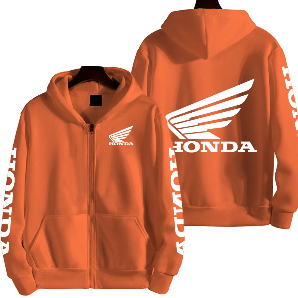 Bluza rozpinana z kapturem o motoryzacyjnym charakterze Pomarańczowy