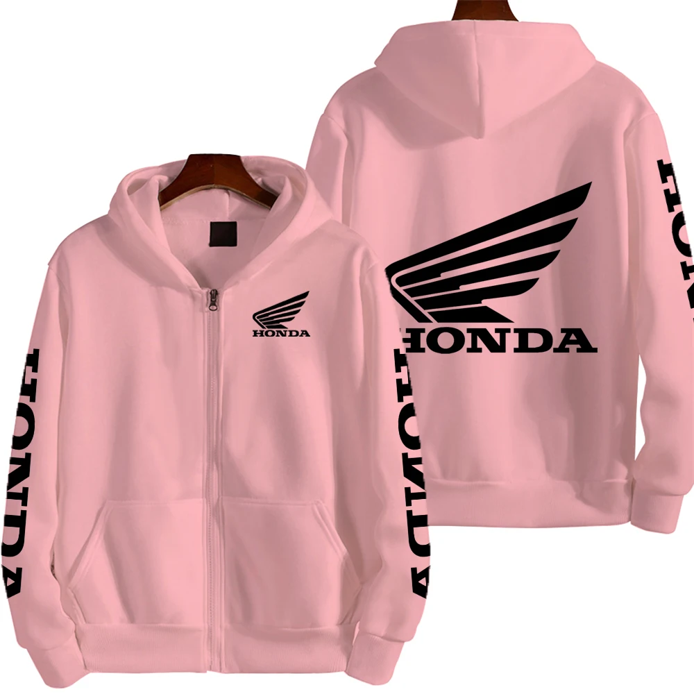 Bluza rozpinana z kapturem o motoryzacyjnym charakterze Różowy