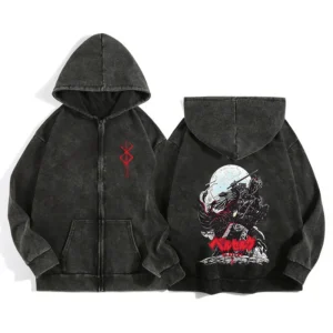 Bluza z kapturem Berserk na zamek, gothic graphic Jiank252c 19