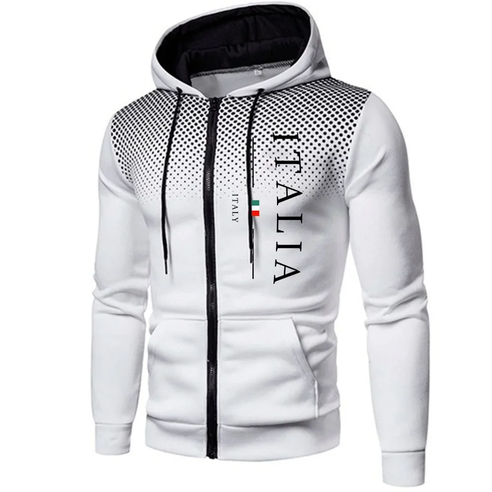 Bluza z kapturem i zamkiem błyskawicznym zip-up sportowa Biały