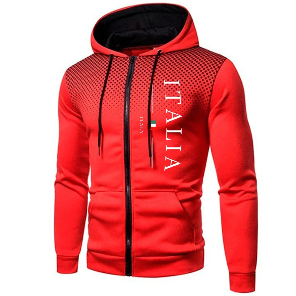 Bluza z kapturem i zamkiem błyskawicznym zip-up sportowa Czerwony