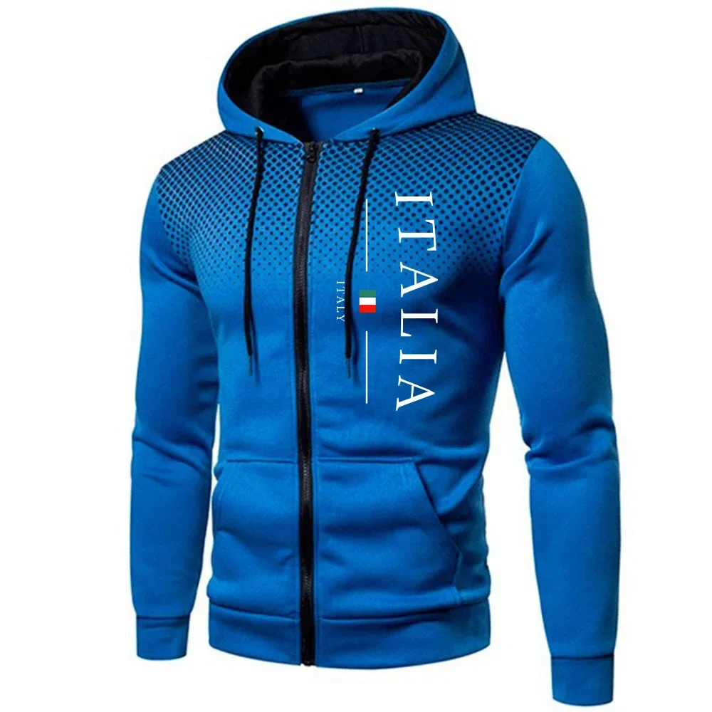 Bluza z kapturem i zamkiem błyskawicznym zip-up sportowa Niebieski