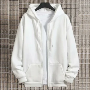Bluza z kapturem na zamek w stylu Y2K streetwear Biały