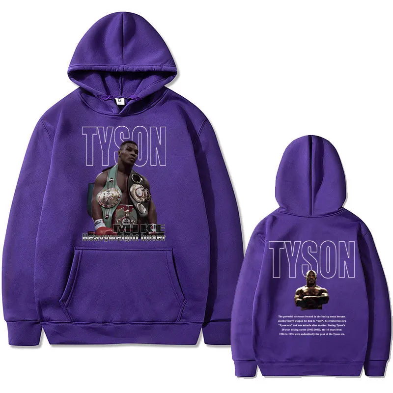 Bluza z kapturem z nadrukiem Mike Tyson - unisex streetwear Fioletowy