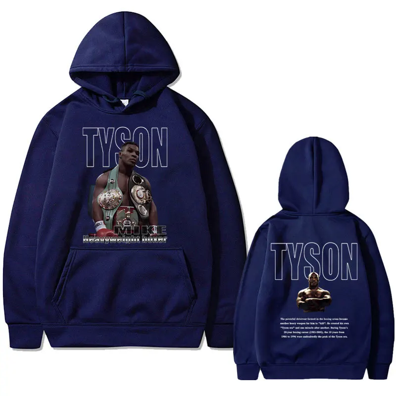 Bluza z kapturem z nadrukiem Mike Tyson – unisex streetwear Granatowy