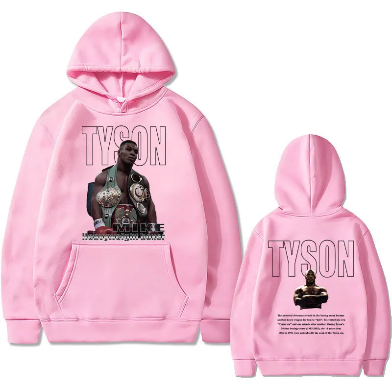 Bluza z kapturem z nadrukiem Mike Tyson - unisex streetwear Różowy