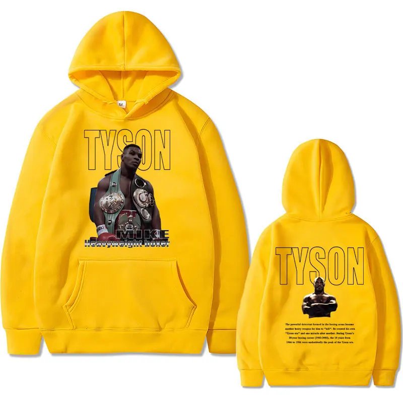 Bluza z kapturem z nadrukiem Mike Tyson - unisex streetwear żółty