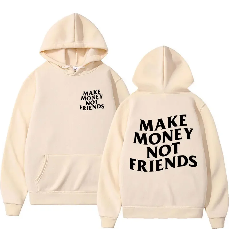 Bluza z kapturem z zabawnym nadrukiem - oversize, unisex Beżowy