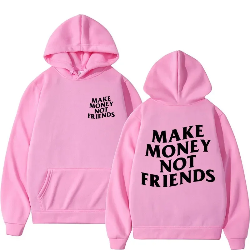 Bluza z kapturem z zabawnym nadrukiem - oversize, unisex Różowy