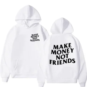 Bluza z kapturem z zabawnym nadrukiem - oversize, unisex Biały