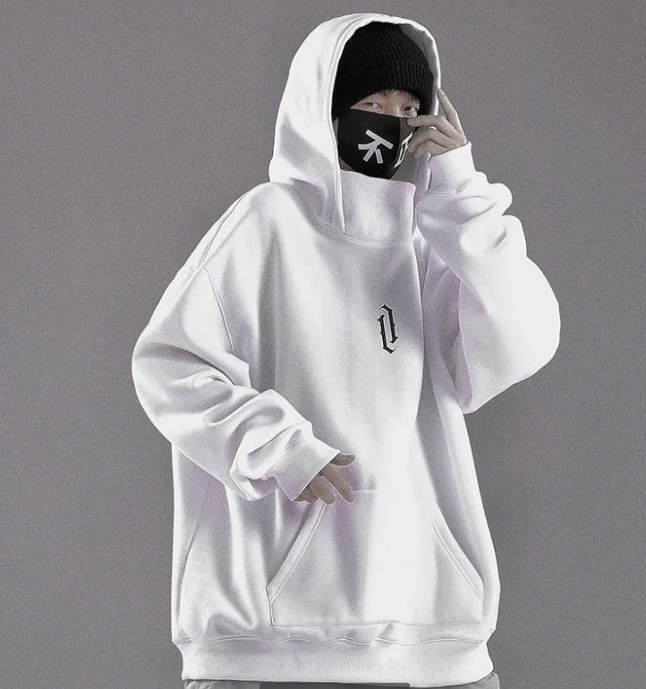 Bluza z kapturem oversize z haftem w stylu Y2K Biały