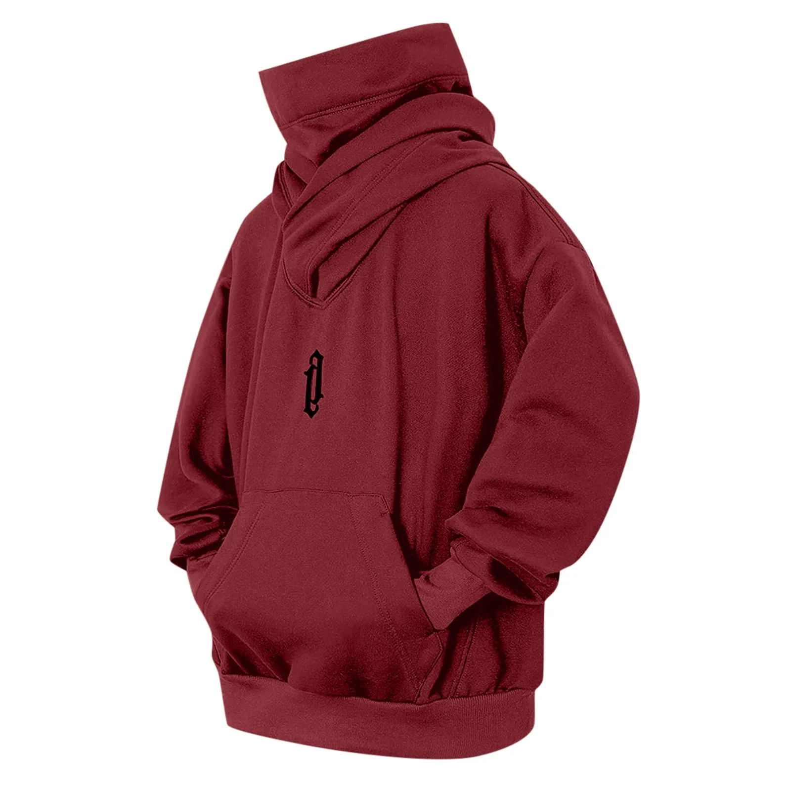 Bluza z kapturem oversize z haftem w stylu Y2K Bordowy