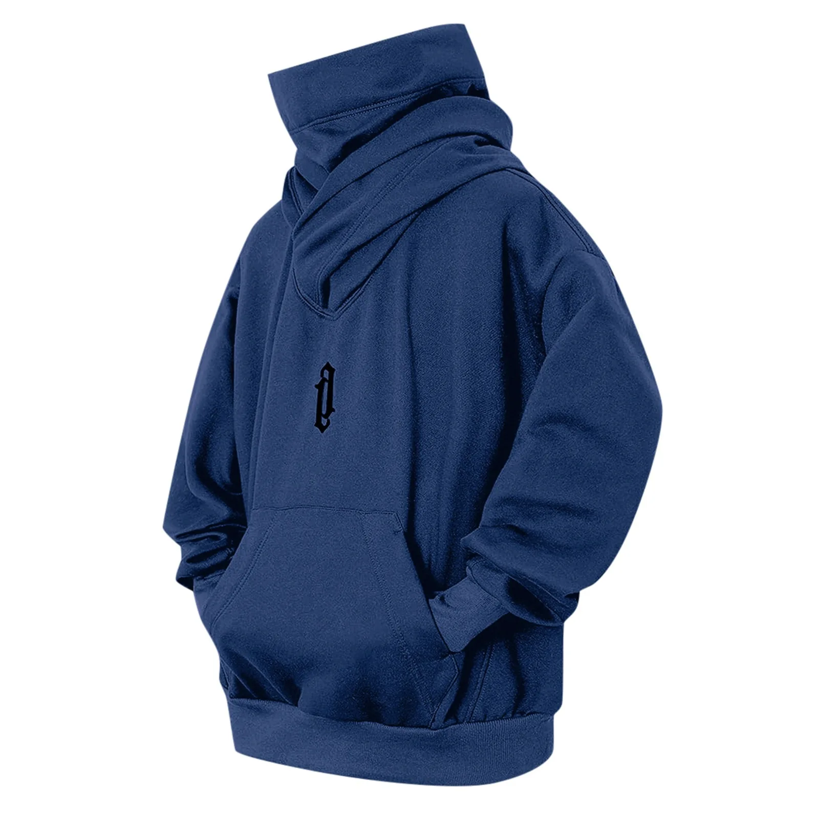 Bluza z kapturem oversize z haftem w stylu Y2K Granatowy
