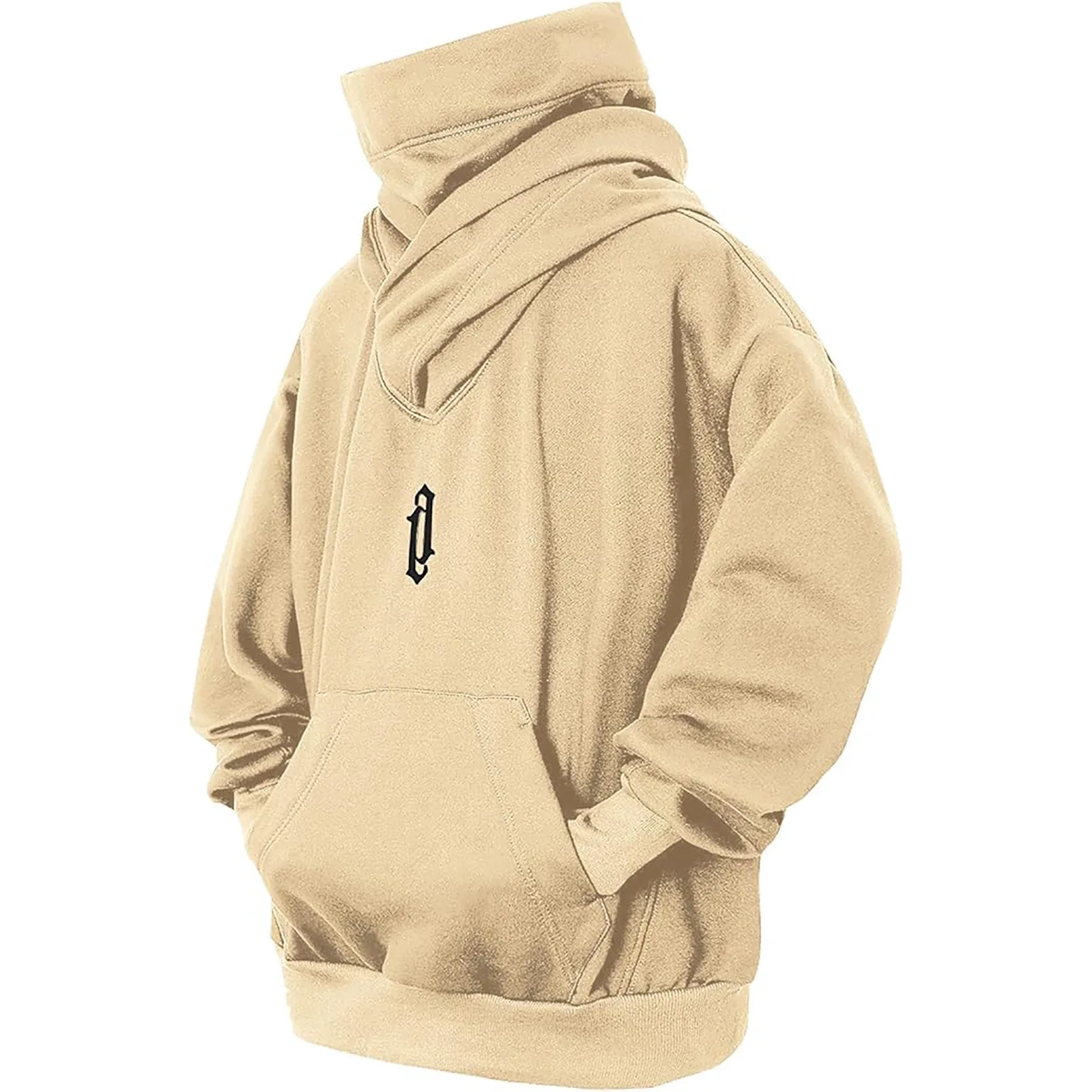 Bluza z kapturem oversize z haftem w stylu Y2K Khaki