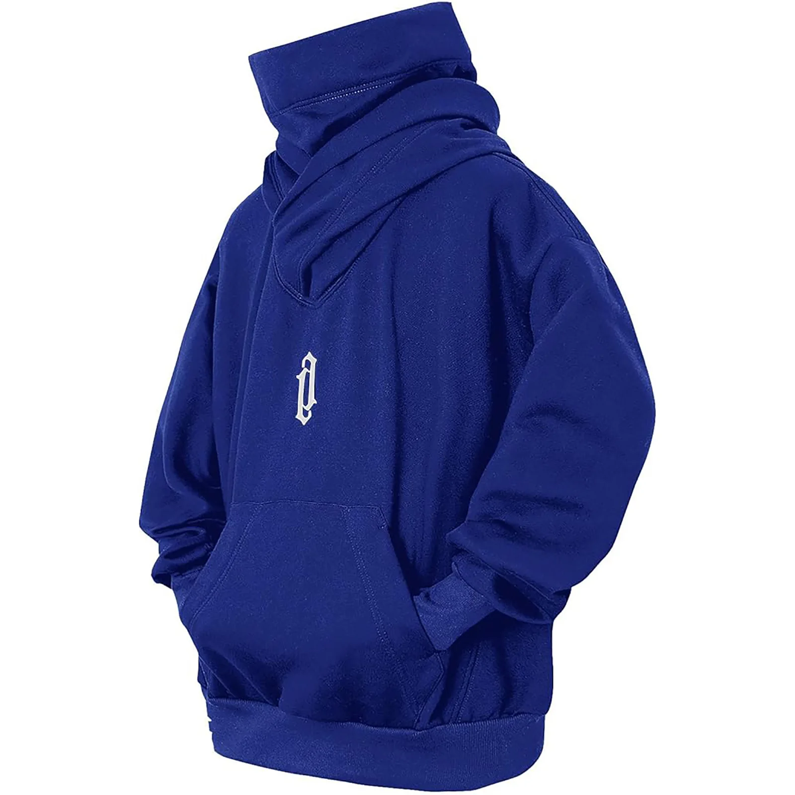 Bluza z kapturem oversize z haftem w stylu Y2K Niebieski