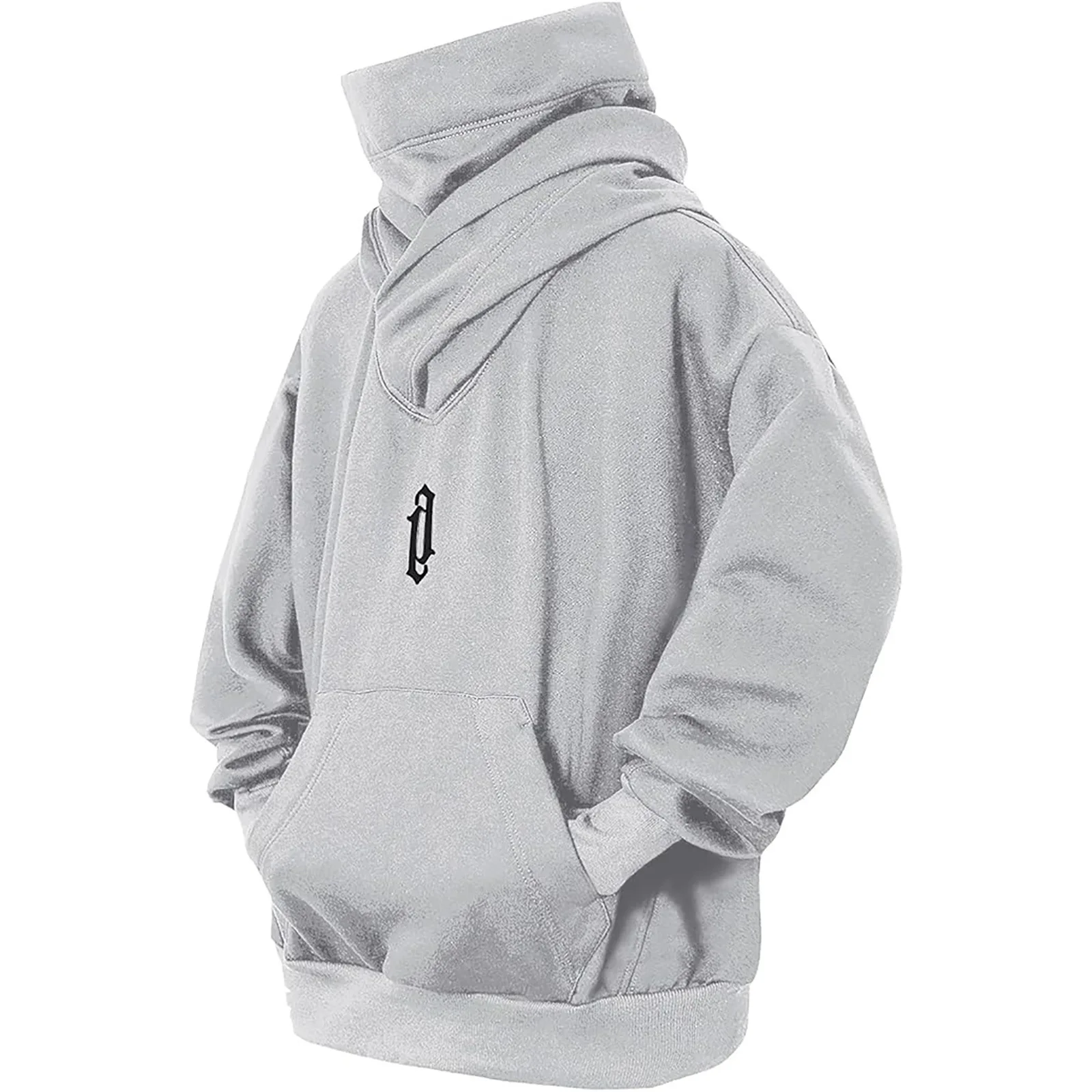 Bluza z kapturem oversize z haftem w stylu Y2K Szary