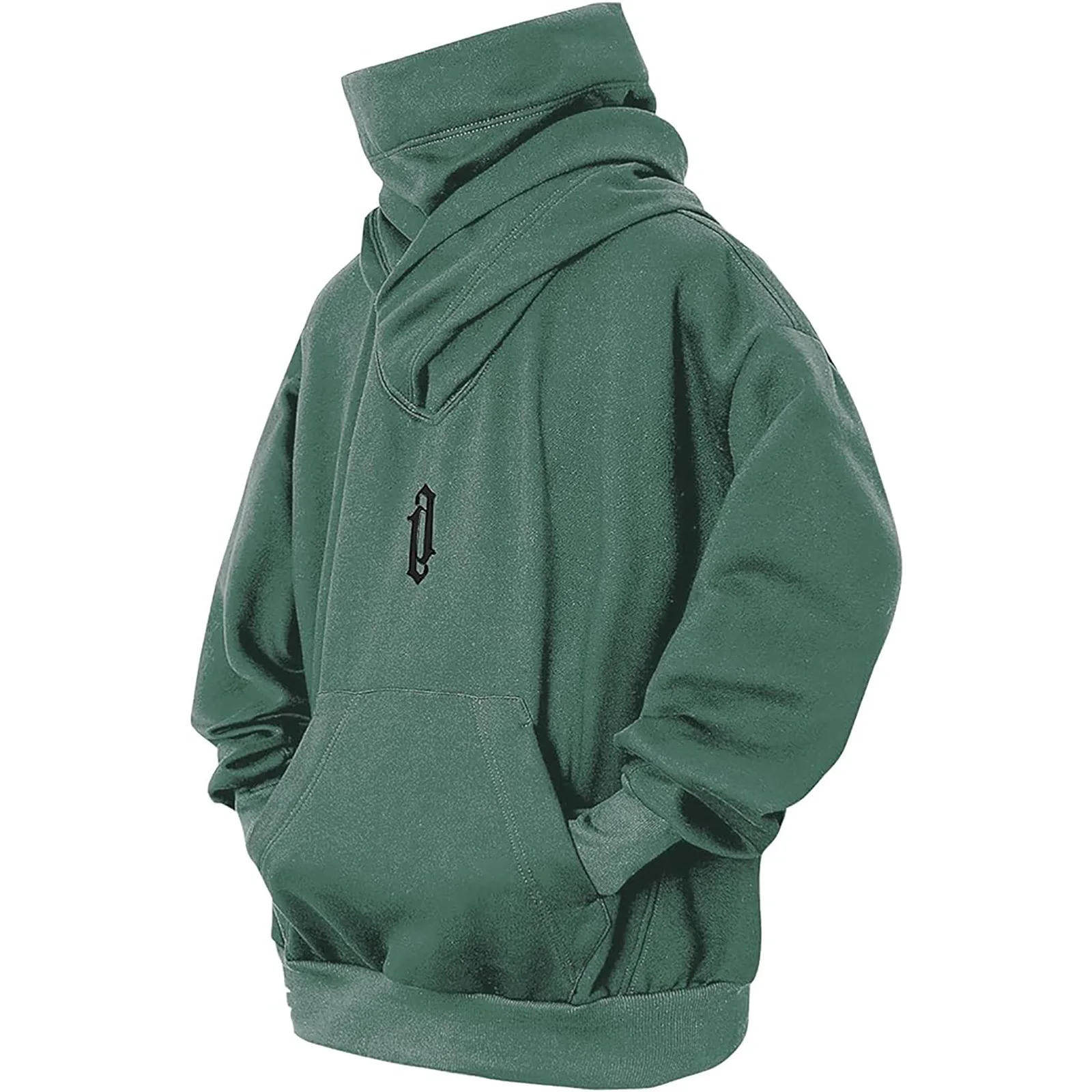 Bluza z kapturem oversize z haftem w stylu Y2K Zielony