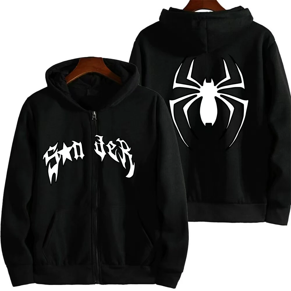 Bluza z kapturem unisex z nadrukiem dla par Black1