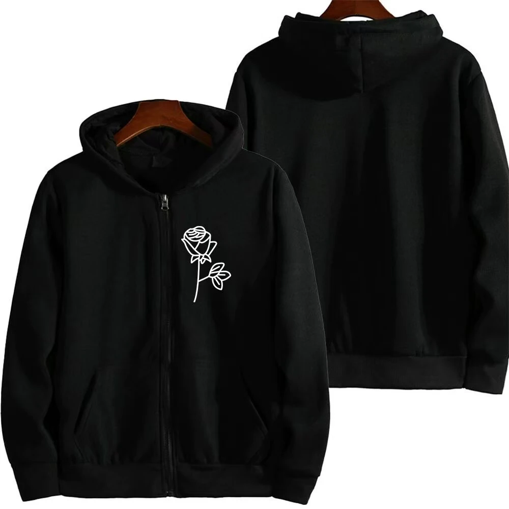 Bluza z kapturem unisex z nadrukiem dla par Black2