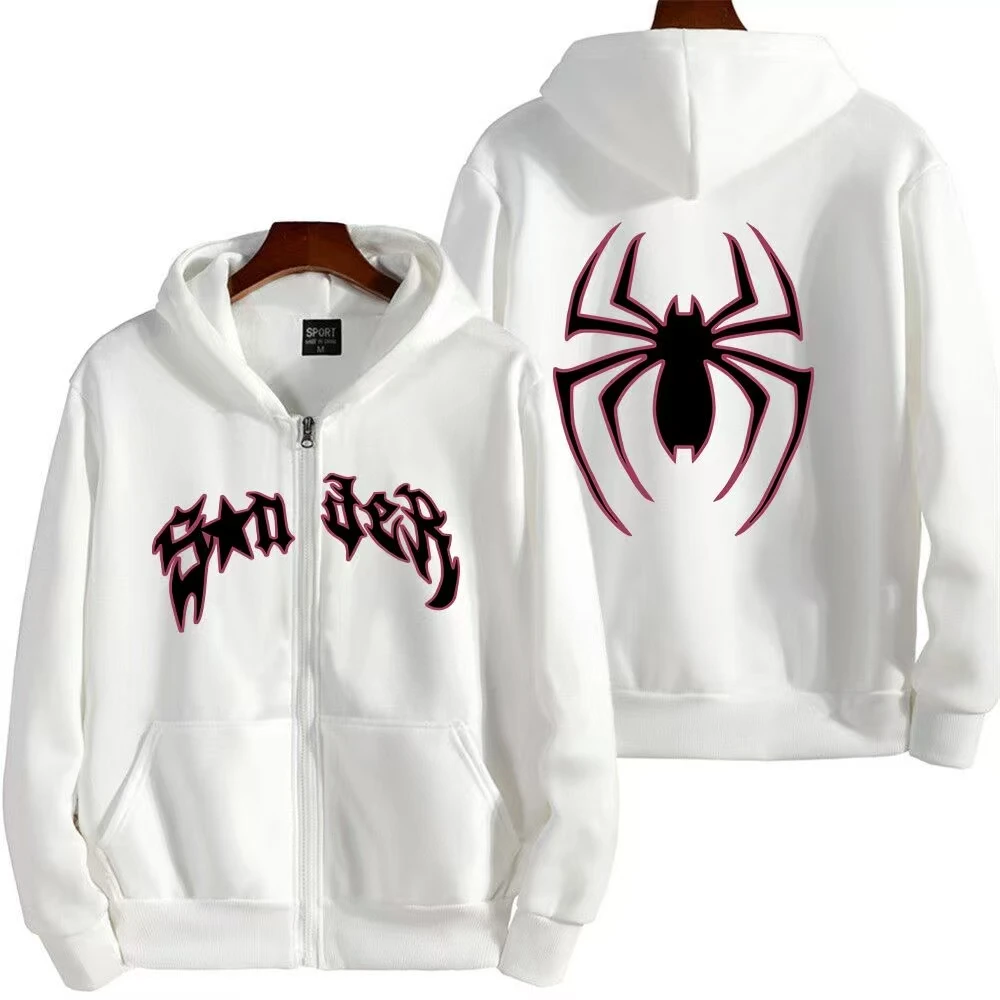 Bluza z kapturem unisex z nadrukiem dla par White1