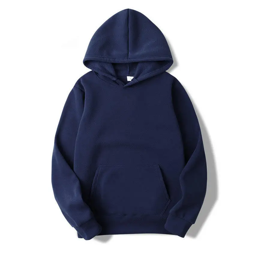 Bluza z kapturem unisex, gładka, ocieplana polarem Granatowy