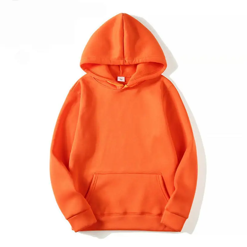 Bluza z kapturem unisex, gładka, ocieplana polarem Pomarańczowy
