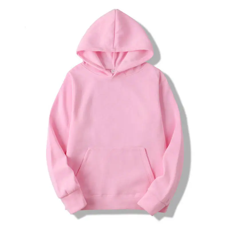 Bluza z kapturem unisex, gładka, ocieplana polarem Różowy