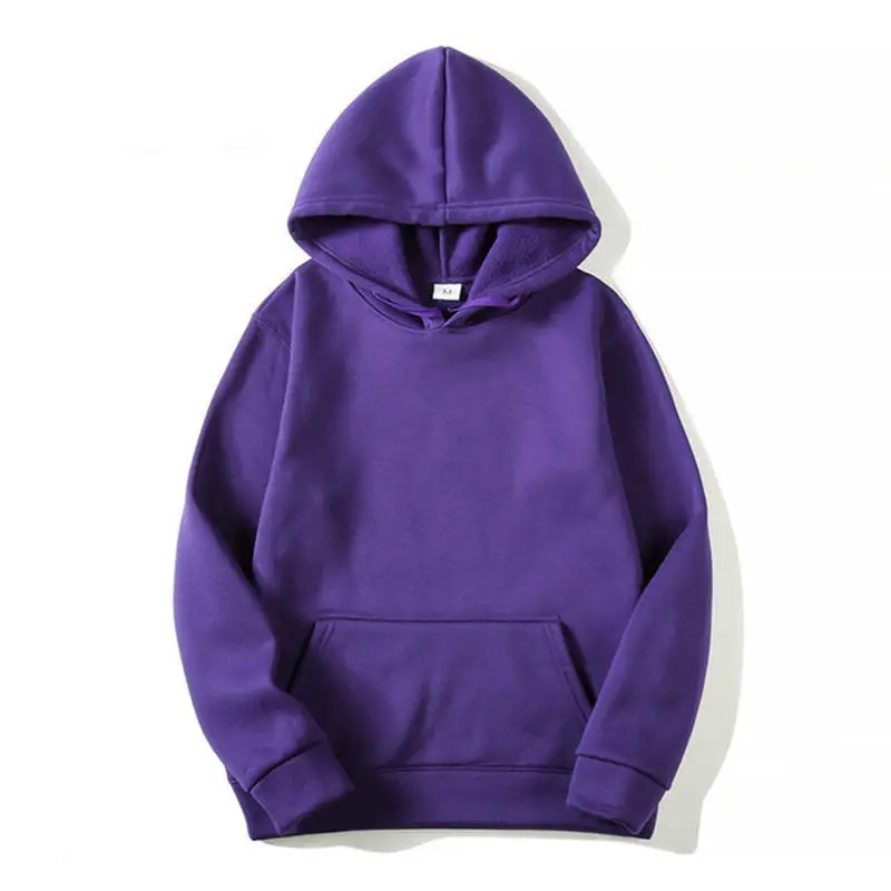 Bluza z kapturem unisex, gładka, ocieplana polarem Fioletowy