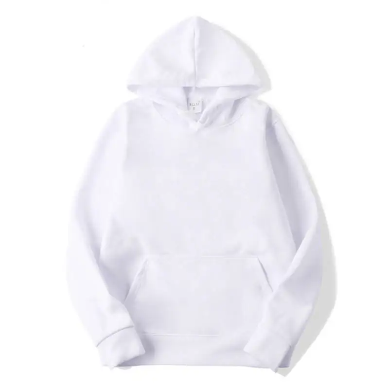 Bluza z kapturem unisex, gładka, ocieplana polarem Biały