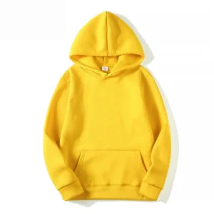 Bluza z kapturem unisex, gładka, ocieplana polarem Żółty