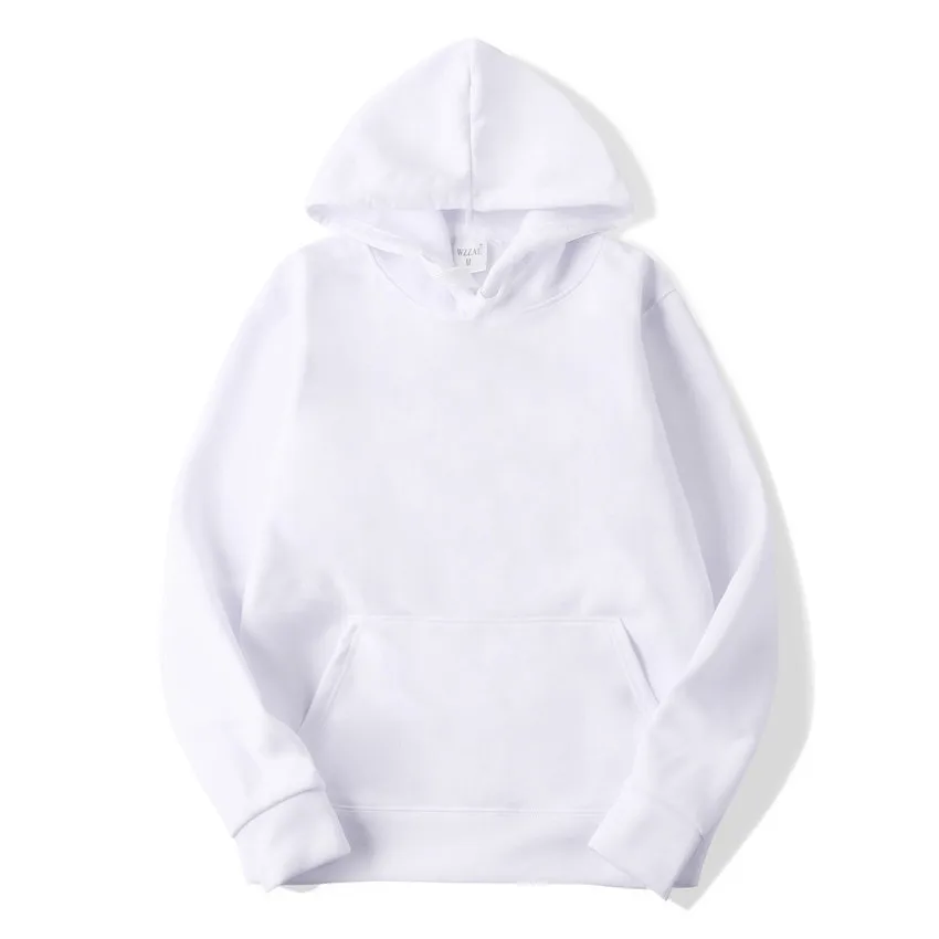 Bluza z kapturem unisex w jednolitym kolorze Biały