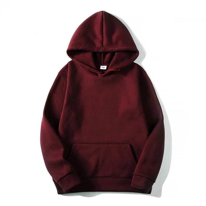 Bluza z kapturem unisex w jednolitym kolorze Bordowy