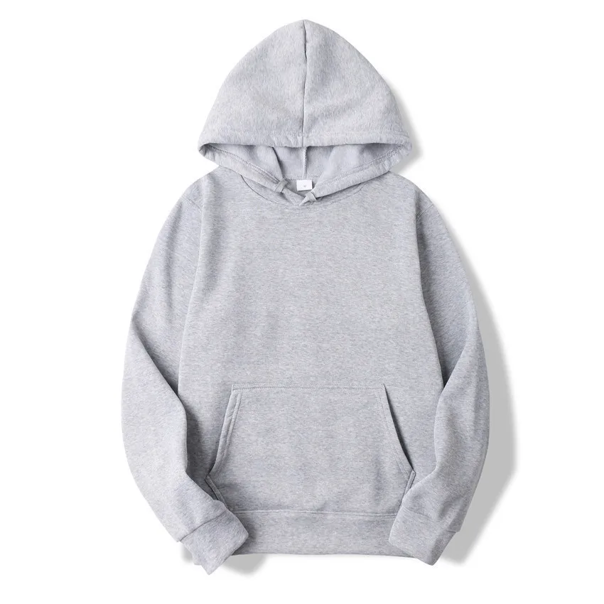 Bluza z kapturem unisex w jednolitym kolorze Szary