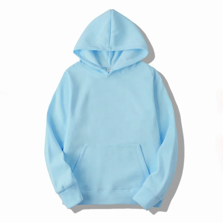 Bluza z kapturem unisex w jednolitym kolorze Błękitny