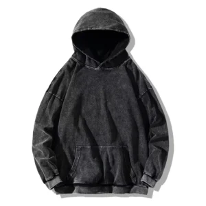 Bluza z kapturem unisex w stylu vintage washed Czarny