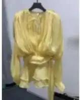 Elegancka błyszcząca sukienka mini z długim rękawem Żółty