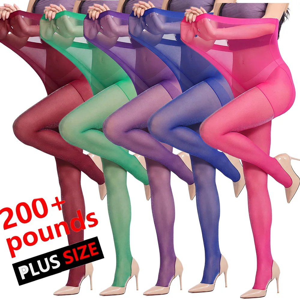 Błyszczące rajstopy plus size z brokatem 5pcs