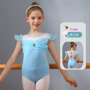 Body baletowe dla dziewczynki - strój do tańca i gimnastyki Jasnoniebieski