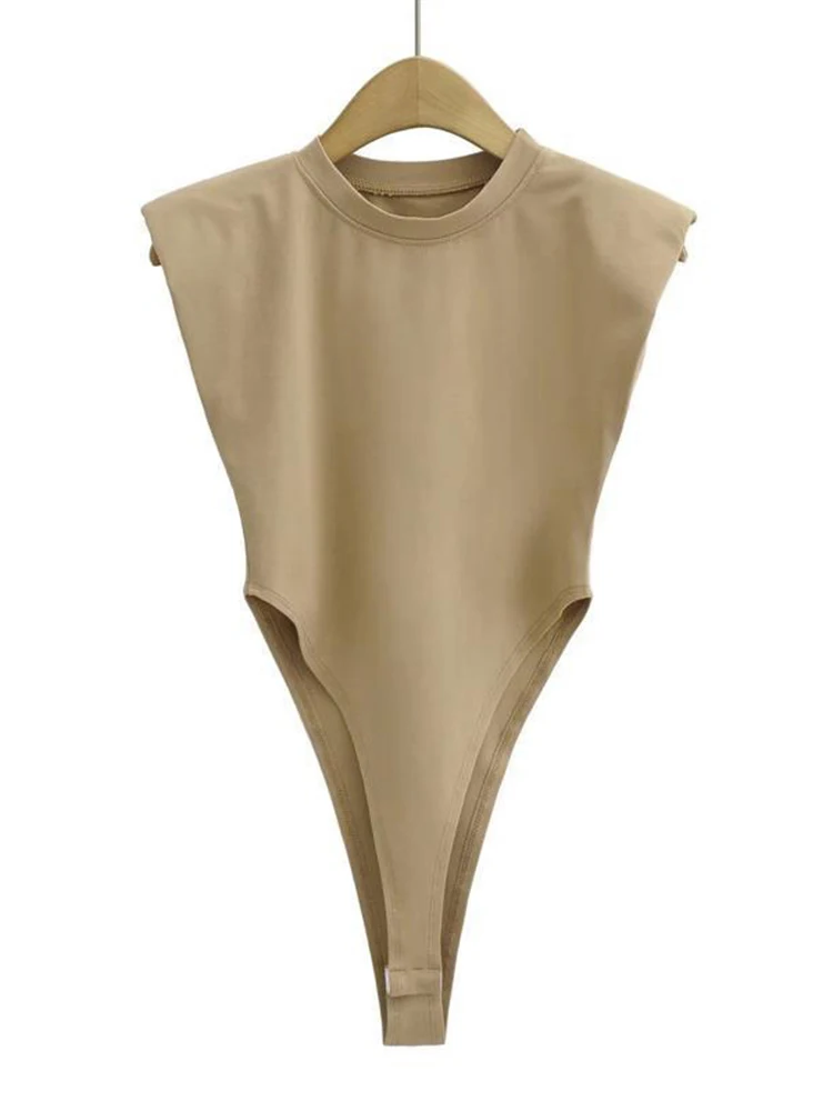 Body damskie na ramiączkach z usztywnianym ramieniem Khaki