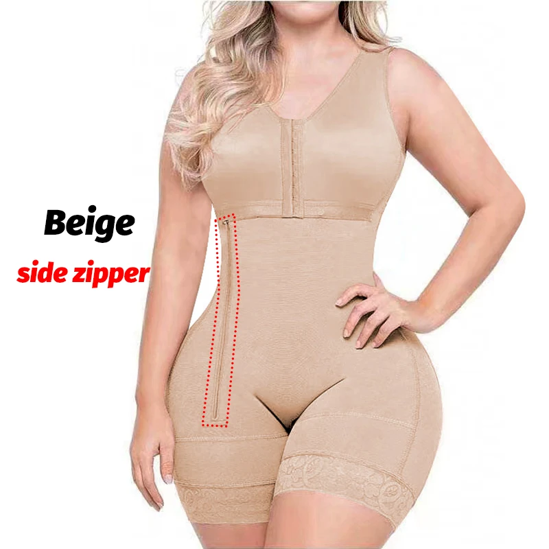 Body modelujące damskie, gorsetowe shapewear Beige(side zipper)