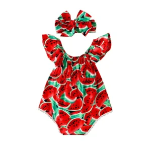 Body niemowlęce z arbuzem bez rękawów Watermelon romper