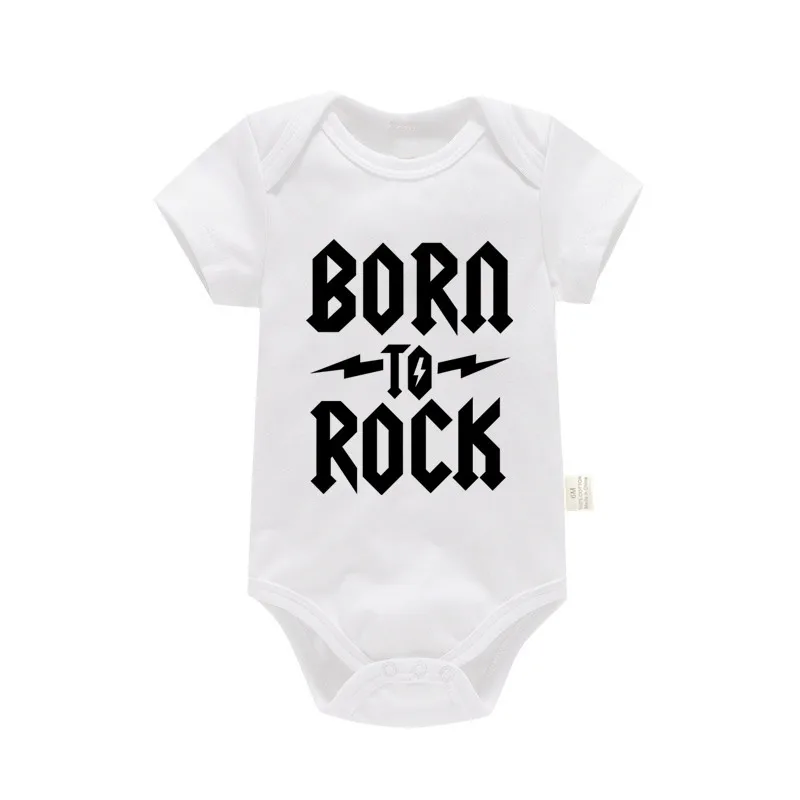 Body niemowlęce Born To Rock z krótkim rękawem Pf0840 biały