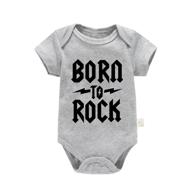 Body niemowlęce Born To Rock z krótkim rękawem Pf0840 szary