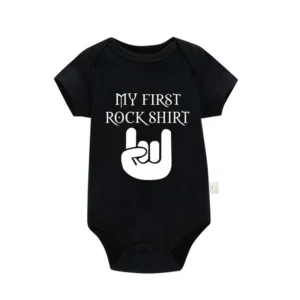 Body niemowlęce Born To Rock z krótkim rękawem Pf0842 czarny