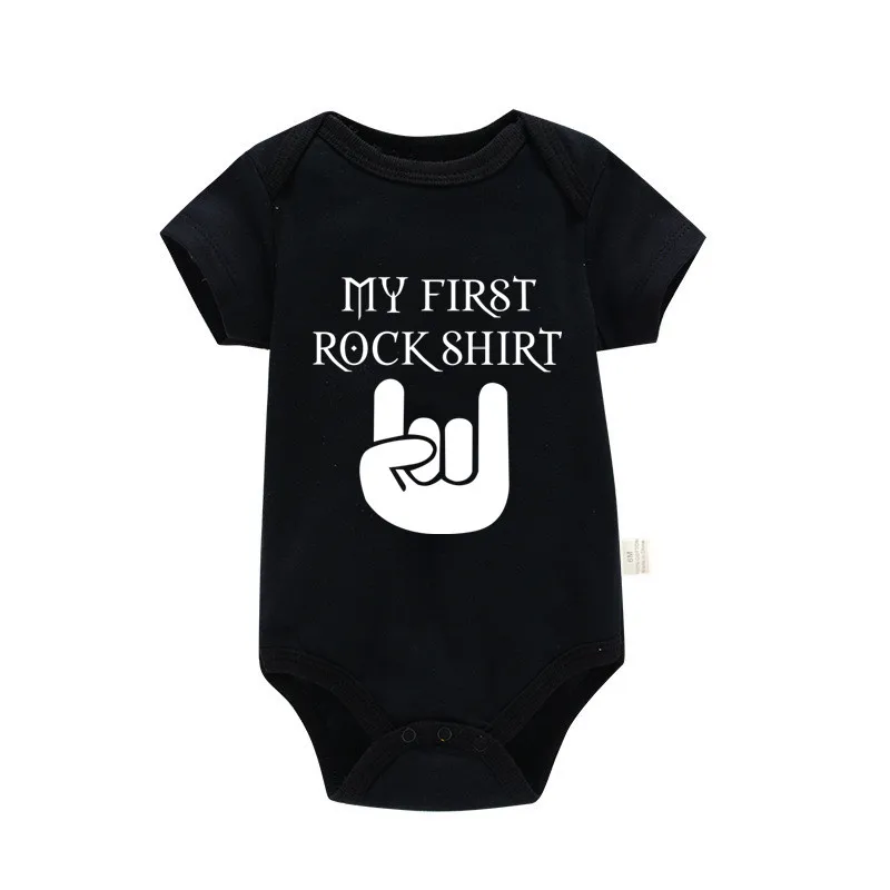 Body niemowlęce Born To Rock z krótkim rękawem Pf0842 czarny