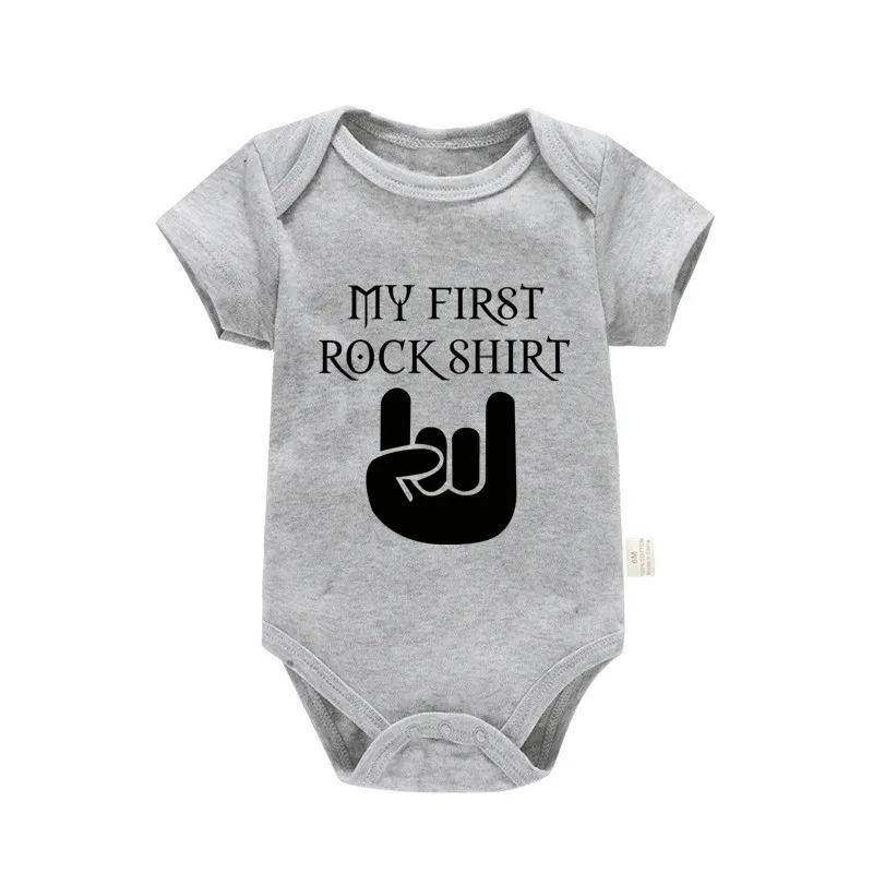 Body niemowlęce Born To Rock z krótkim rękawem Pf0842 szary