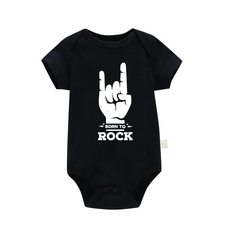 Body niemowlęce Born To Rock z krótkim rękawem Pf0844 czarny